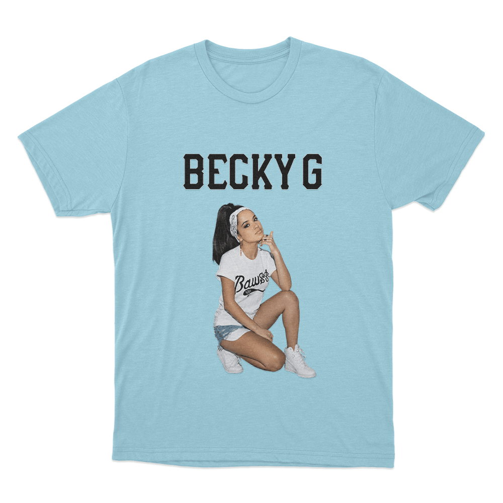 Becky G Portrait Unisex T Shirt Sky Blue Becky G Portrait Unisex T Shirt Sky Blue